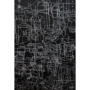 Arifa Akhund, Travel Doodling, 24 x 36 Inch, Highlighter on Canvas, Abstract Painting, AC-ARAK-002